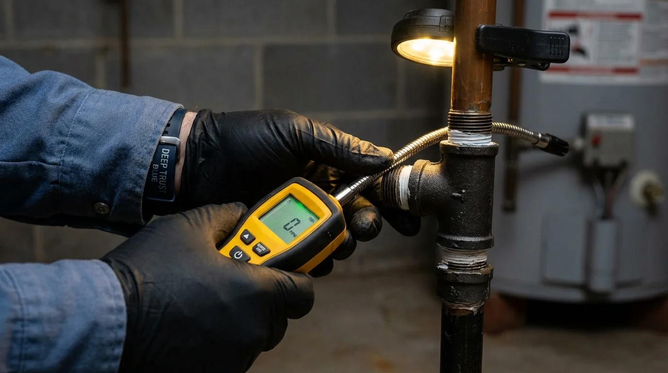 Gas leak detection with electronic sniffer by Johns Plumbing LLC in Tuckerman