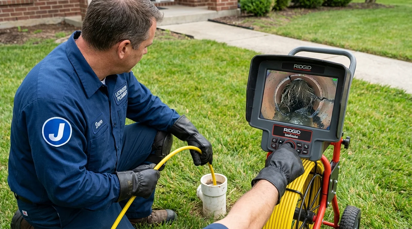 Sewer camera inspection being performed by Johns Plumbing LLC in Tuckerman