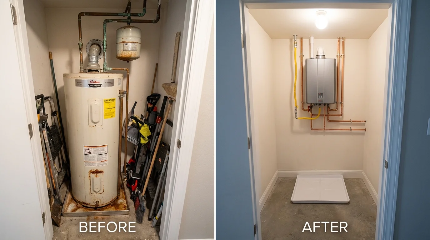 Tank water heater versus wall-mounted tankless unit comparison for Tuckerman, AR homeowners